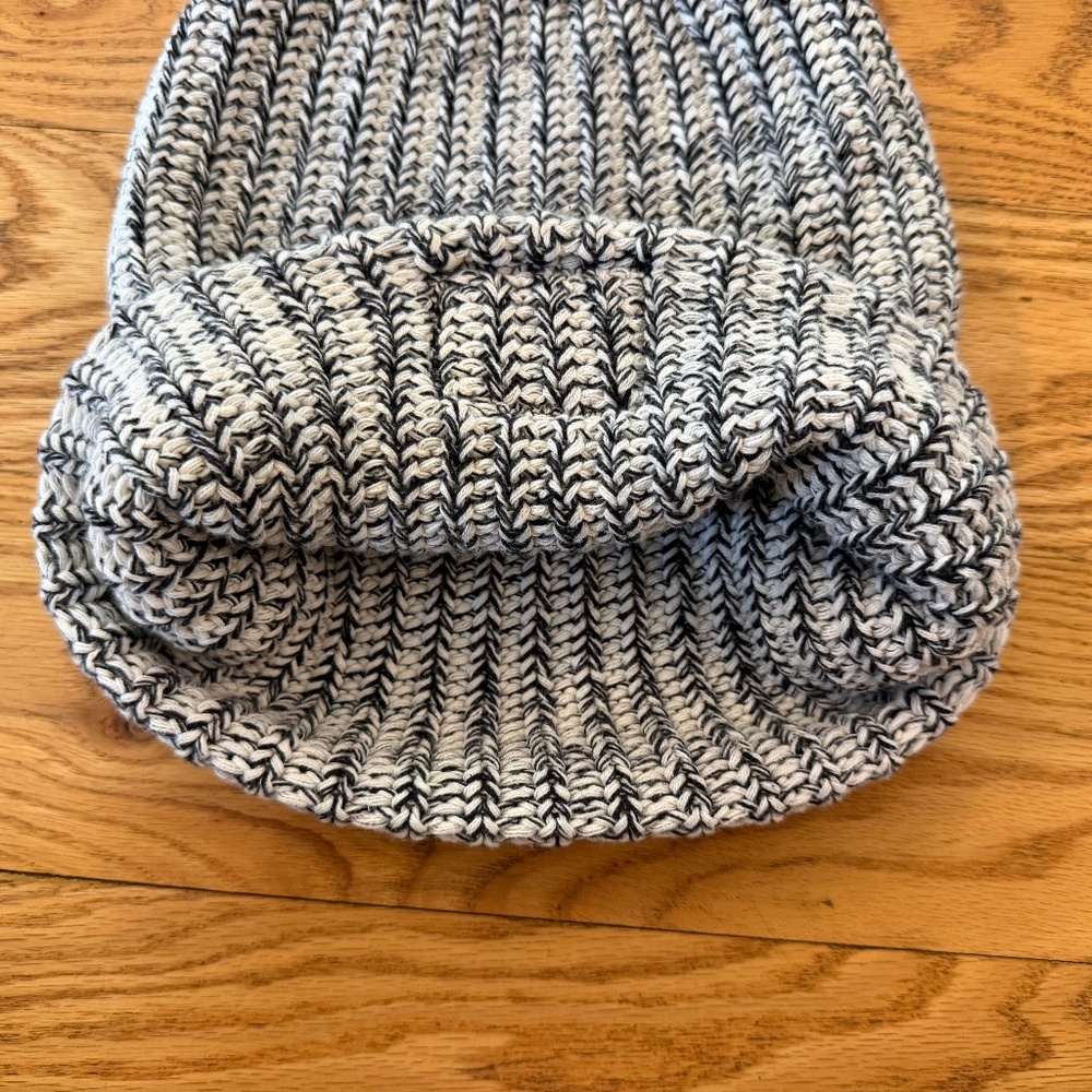 Love Your Melon Salt and Pepper (Black and White) Leather Patch Beanie - Picture 5 of 6